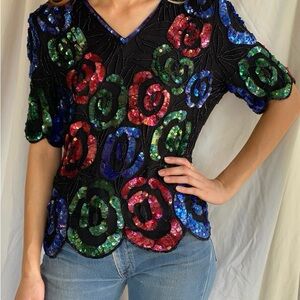 Stenay Black Sequin Floral Tunic